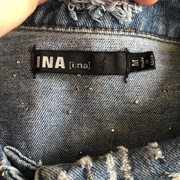 INA Distressed Studded Pearl Jean Jacket - Picture 4 of 8